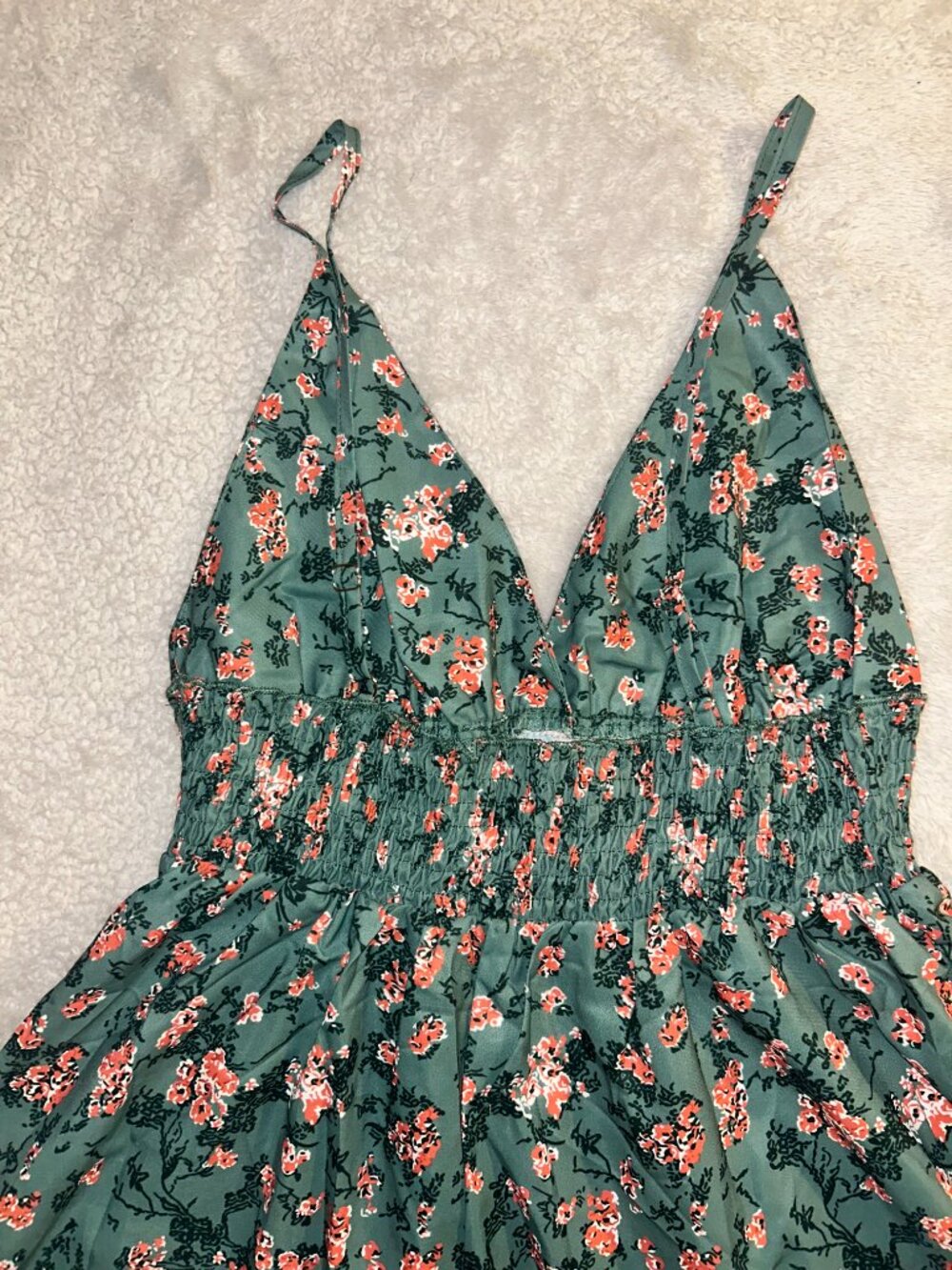 Amazon Green Floral Midi Dress with Pink Flowers - Picture 2 of 3